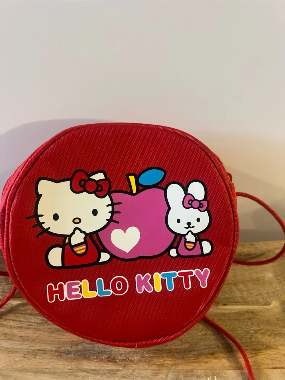 Sanrio Hello Kitty Red and Pink Round Kids Crossbody Bag Vtg 2003